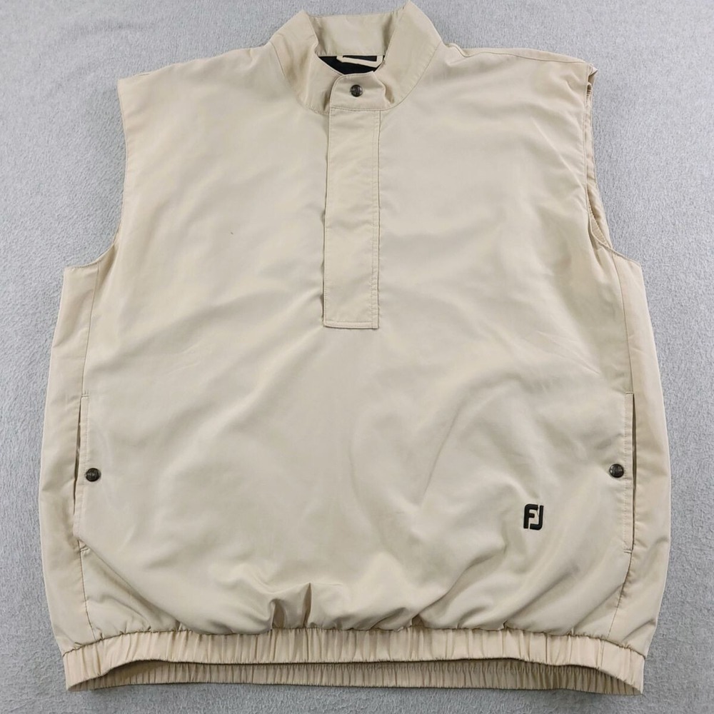 FootJoy DryJoys Mens Large Beige Sleeveless Vest 1/2 Zip Pullover Golf Jacket